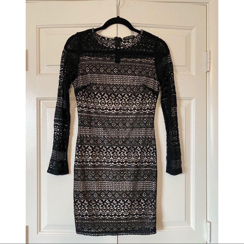 Black and nude lace dress